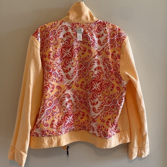 J Jill Linen Lyocell Blend Zip Up Casual Jacket Pale Orange Size Medium - Picture 5 of 9